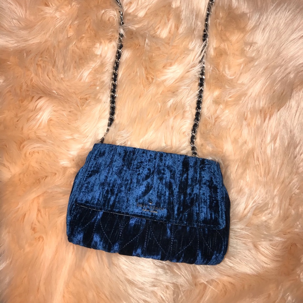 Kate Spade blue velvet crossbody